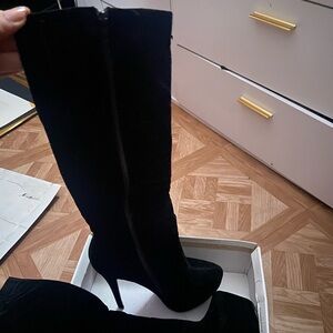 Black suede heels